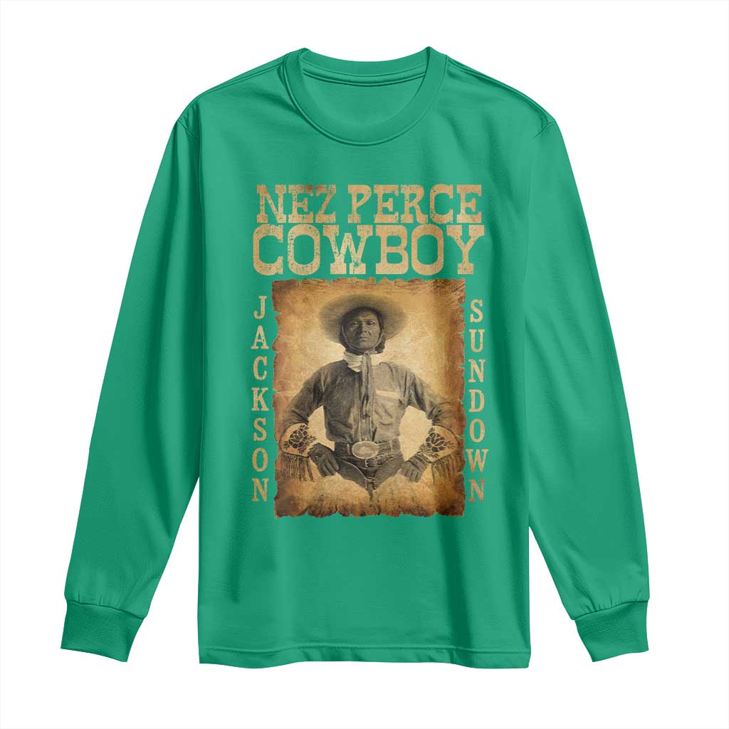 Nez Perce Cowboy Jackson Sundown Long Sleeve Shirt Native American Cowboy Western Country - Wonder Print Shop