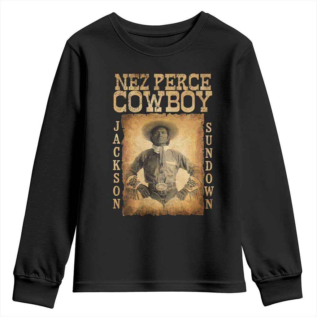Nez Perce Cowboy Jackson Sundown Youth Sweatshirt Native American Cowboy Western Country - Wonder Print Shop