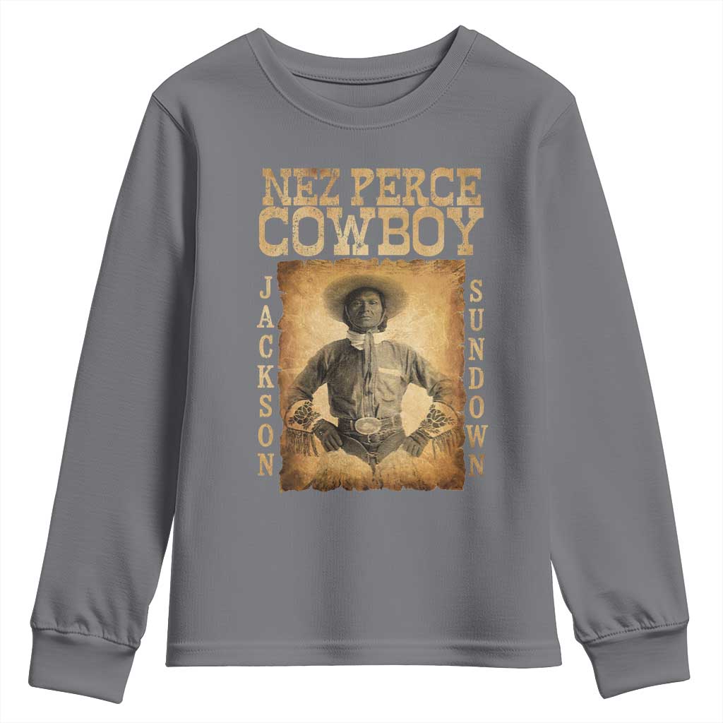 Nez Perce Cowboy Jackson Sundown Youth Sweatshirt Native American Cowboy Western Country - Wonder Print Shop