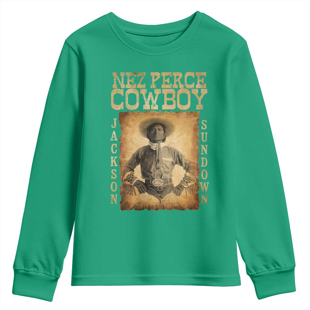 Nez Perce Cowboy Jackson Sundown Youth Sweatshirt Native American Cowboy Western Country - Wonder Print Shop