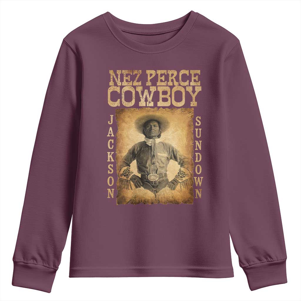 Nez Perce Cowboy Jackson Sundown Youth Sweatshirt Native American Cowboy Western Country - Wonder Print Shop