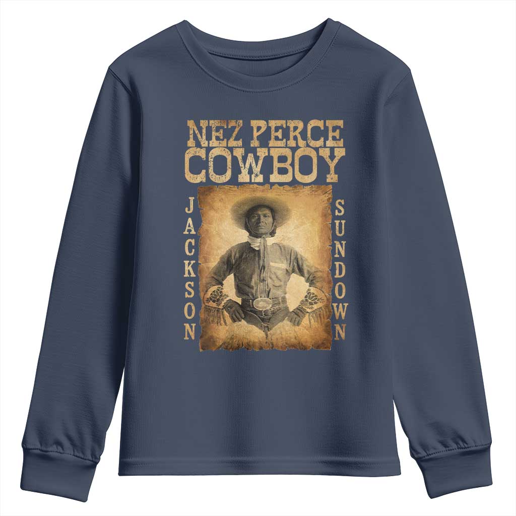 Nez Perce Cowboy Jackson Sundown Youth Sweatshirt Native American Cowboy Western Country - Wonder Print Shop