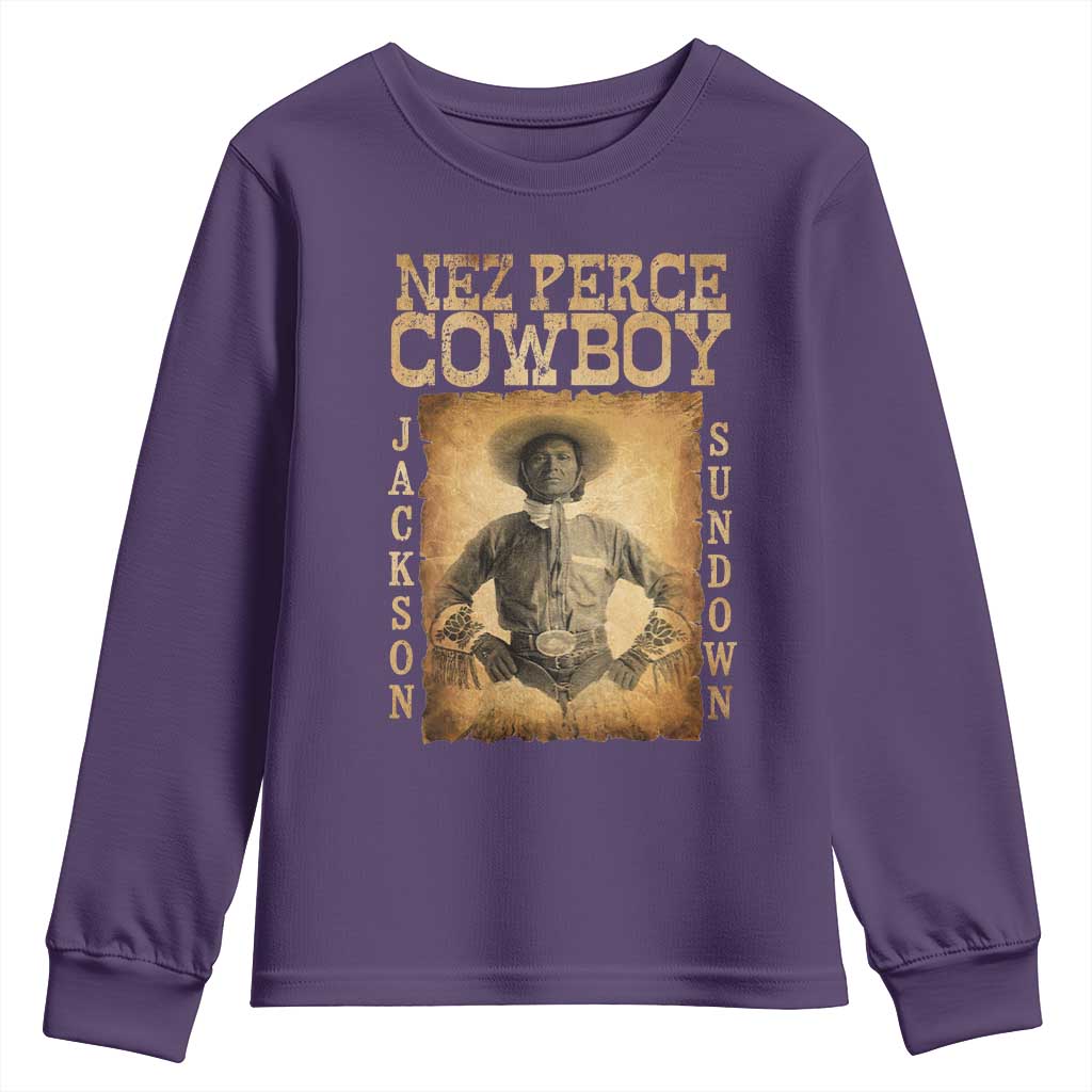 Nez Perce Cowboy Jackson Sundown Youth Sweatshirt Native American Cowboy Western Country - Wonder Print Shop