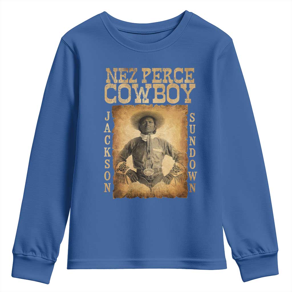 Nez Perce Cowboy Jackson Sundown Youth Sweatshirt Native American Cowboy Western Country - Wonder Print Shop