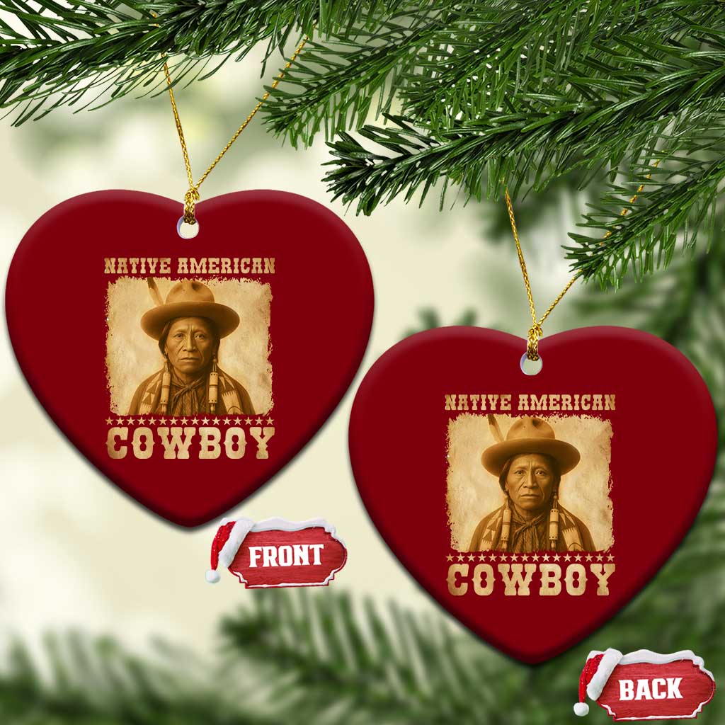 Native American Cowboy Ceramic Ornament Vintage Western Country Portrait
