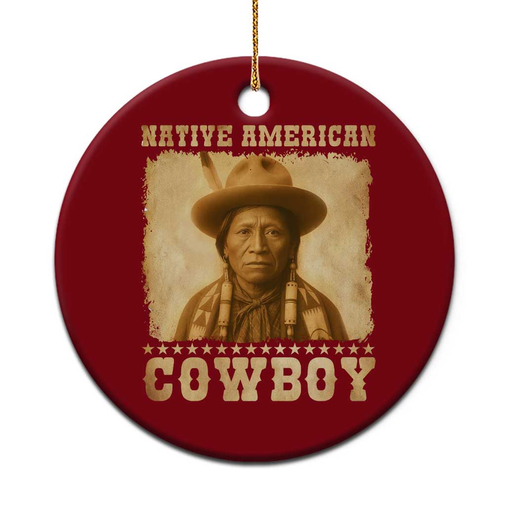 Native American Cowboy Ceramic Ornament Vintage Western Country Portrait