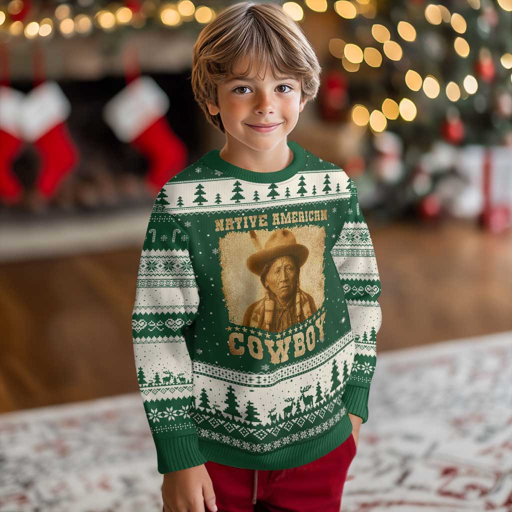 Native American Cowboy Ugly Christmas Sweater Vintage Western Country Portrait - Wonder Print Shop