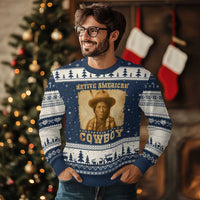 Native American Cowboy Ugly Christmas Sweater Vintage Western Country Portrait - Wonder Print Shop