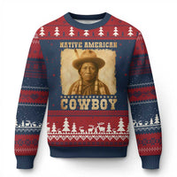 Native American Cowboy Ugly Christmas Sweater Vintage Western Country Portrait - Wonder Print Shop