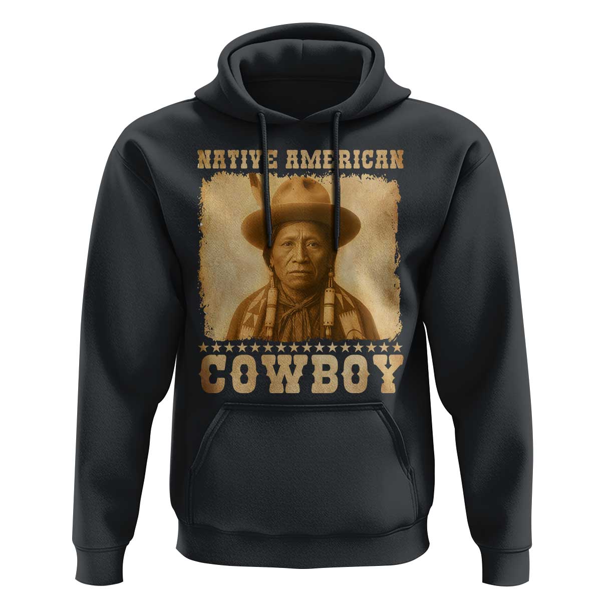 Native American Cowboy Hoodie Vintage Western Country Portrait - Wonder Print Shop