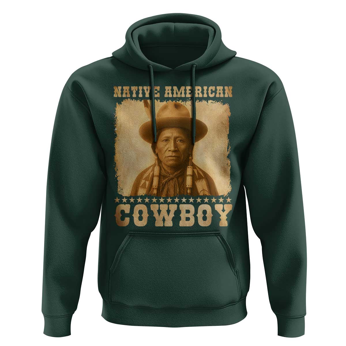 Native American Cowboy Hoodie Vintage Western Country Portrait - Wonder Print Shop