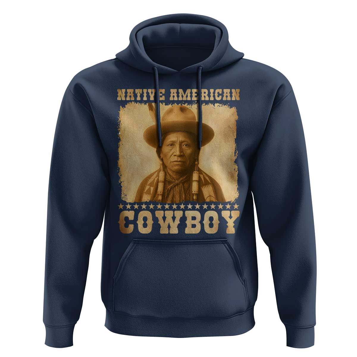 Native American Cowboy Hoodie Vintage Western Country Portrait - Wonder Print Shop