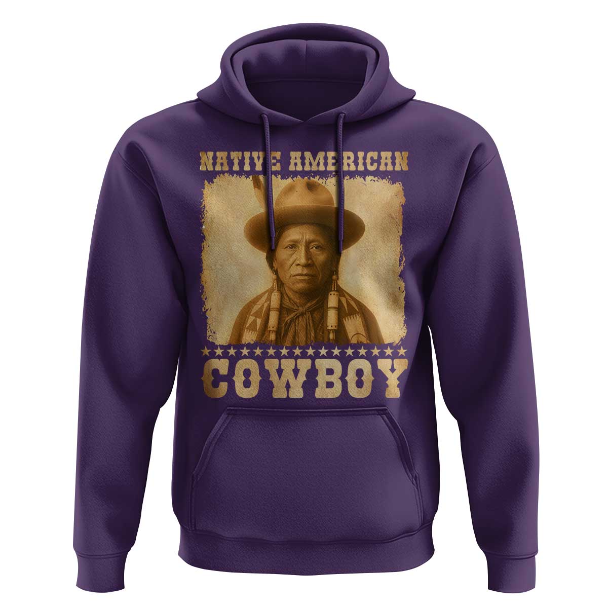Native American Cowboy Hoodie Vintage Western Country Portrait - Wonder Print Shop