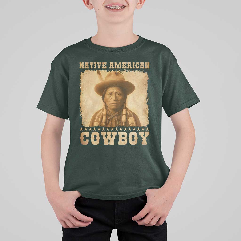 Native American Cowboy T Shirt For Kid Vintage Western Country Portrait - Wonder Print Shop