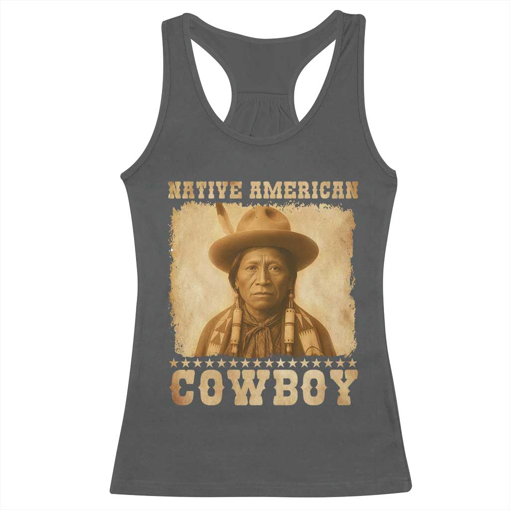 Native American Cowboy Racerback Tank Top Vintage Western Country Portrait - Wonder Print Shop