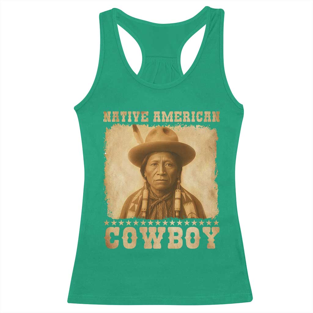 Native American Cowboy Racerback Tank Top Vintage Western Country Portrait - Wonder Print Shop