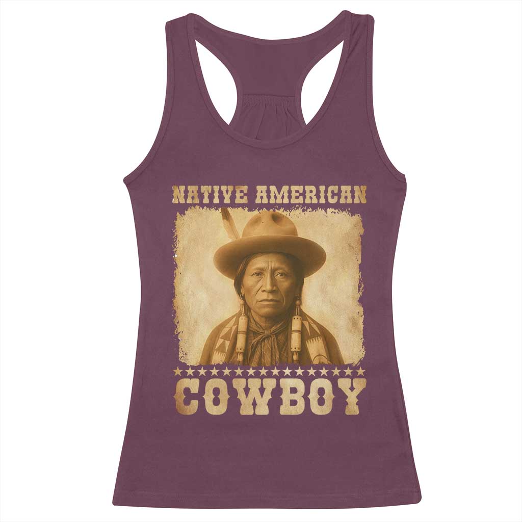 Native American Cowboy Racerback Tank Top Vintage Western Country Portrait - Wonder Print Shop