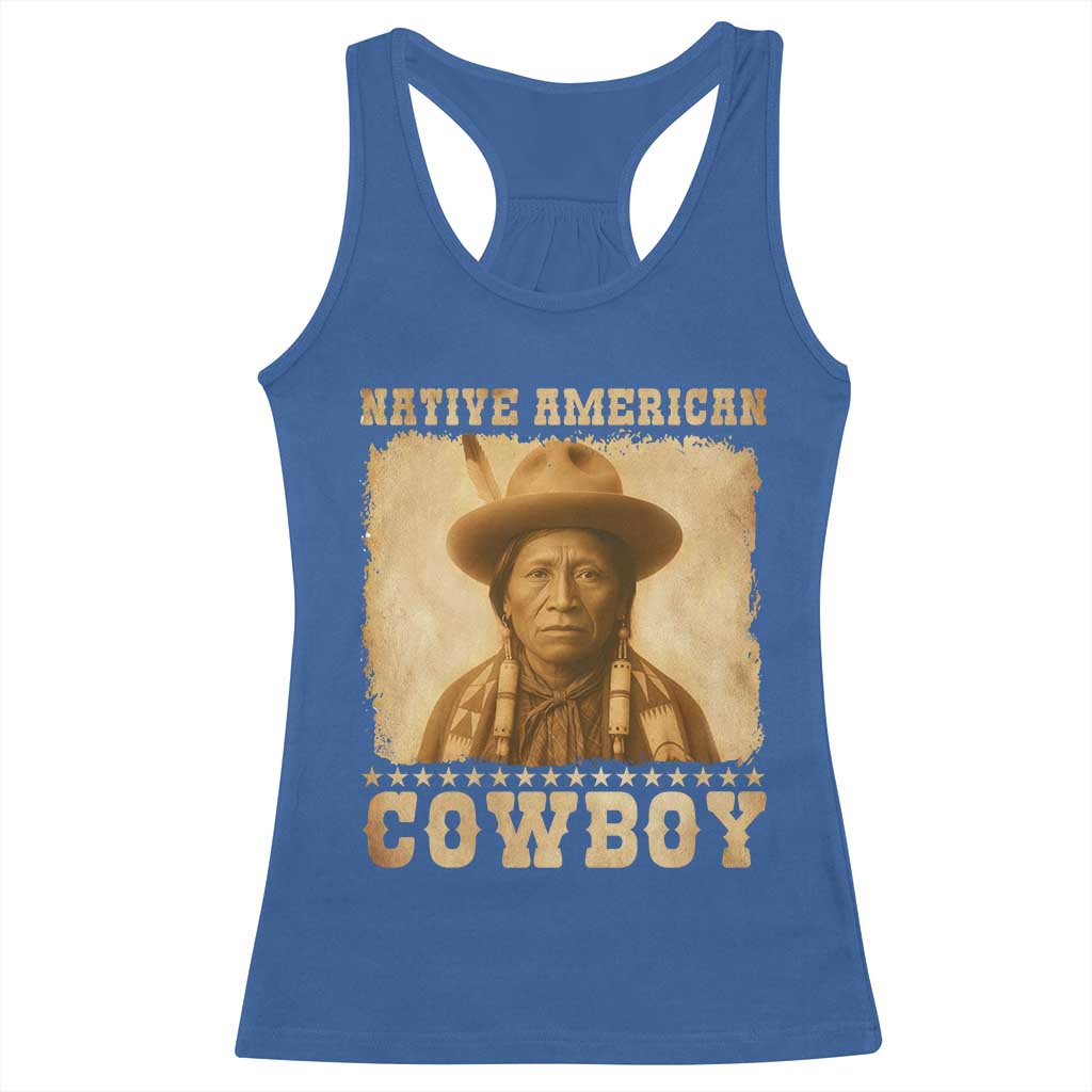 Native American Cowboy Racerback Tank Top Vintage Western Country Portrait - Wonder Print Shop