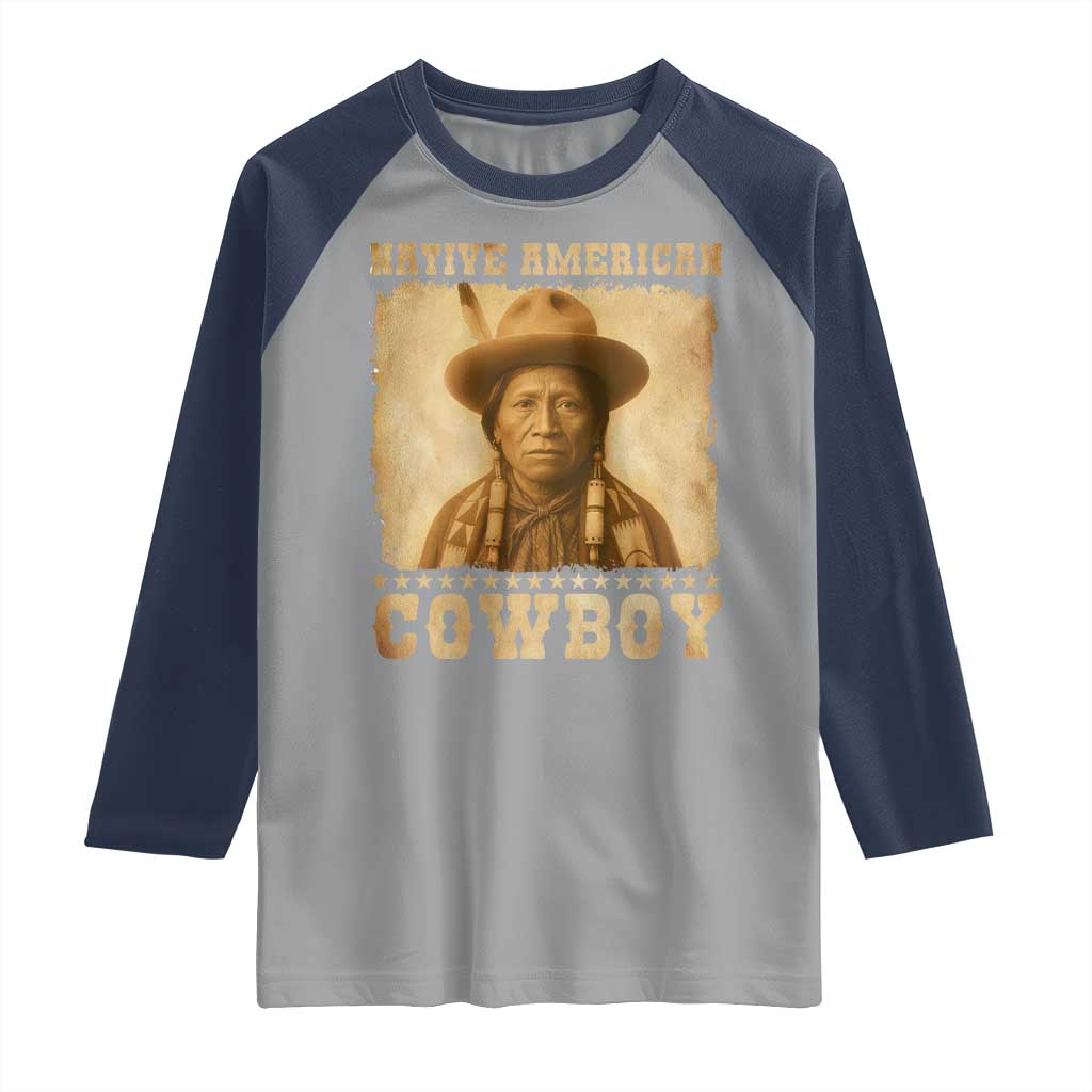 Native American Cowboy Raglan Shirt Vintage Western Country Portrait - Wonder Print Shop