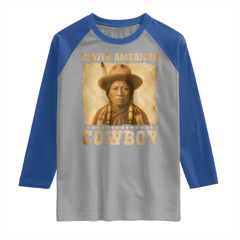 Native American Cowboy Raglan Shirt Vintage Western Country Portrait - Wonder Print Shop