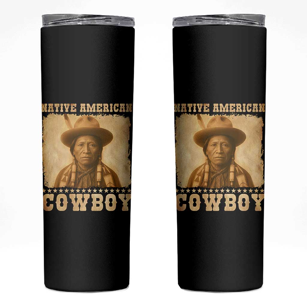 Native American Cowboy Skinny Tumbler Vintage Western Country Portrait - Wonder Print Shop