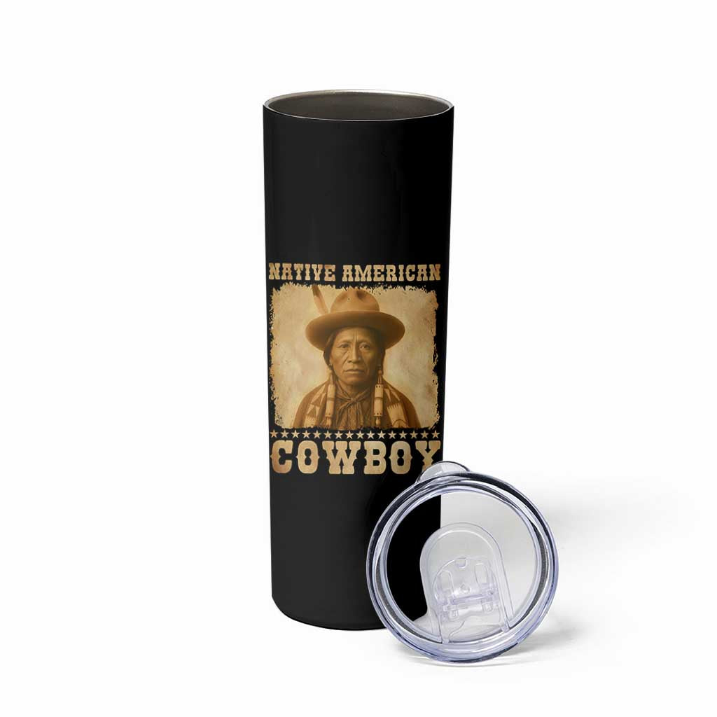 Native American Cowboy Skinny Tumbler Vintage Western Country Portrait - Wonder Print Shop