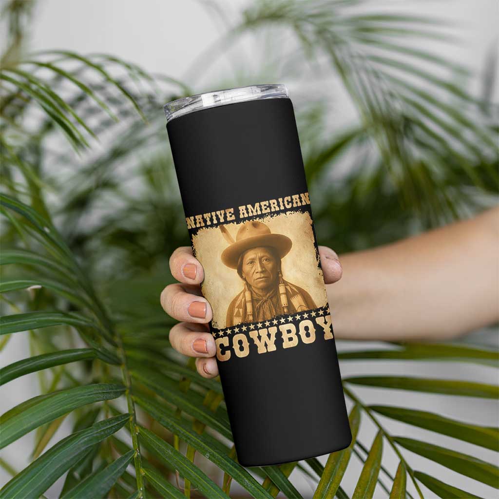 Native American Cowboy Skinny Tumbler Vintage Western Country Portrait - Wonder Print Shop
