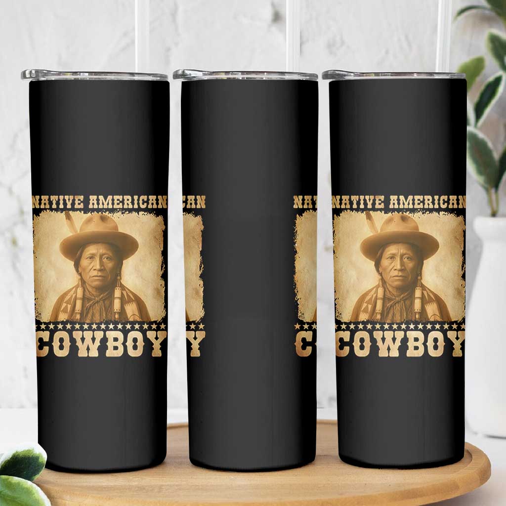 Native American Cowboy Skinny Tumbler Vintage Western Country Portrait - Wonder Print Shop
