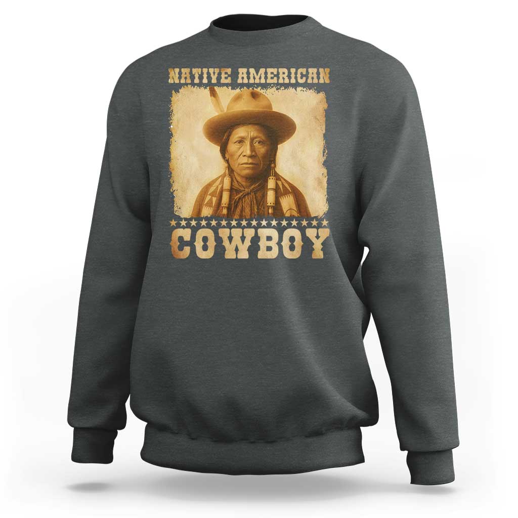 Native American Cowboy Sweatshirt Vintage Western Country Portrait - Wonder Print Shop