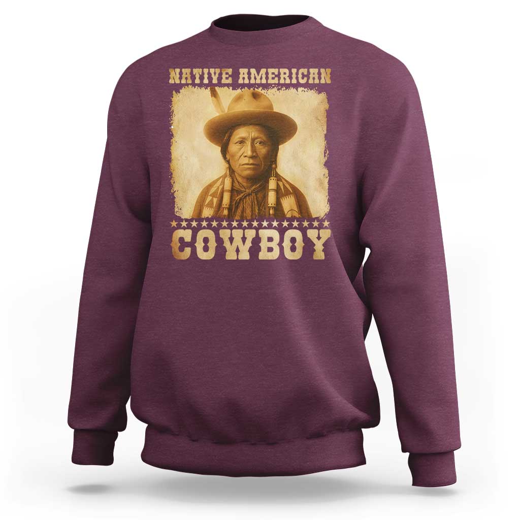 Native American Cowboy Sweatshirt Vintage Western Country Portrait - Wonder Print Shop