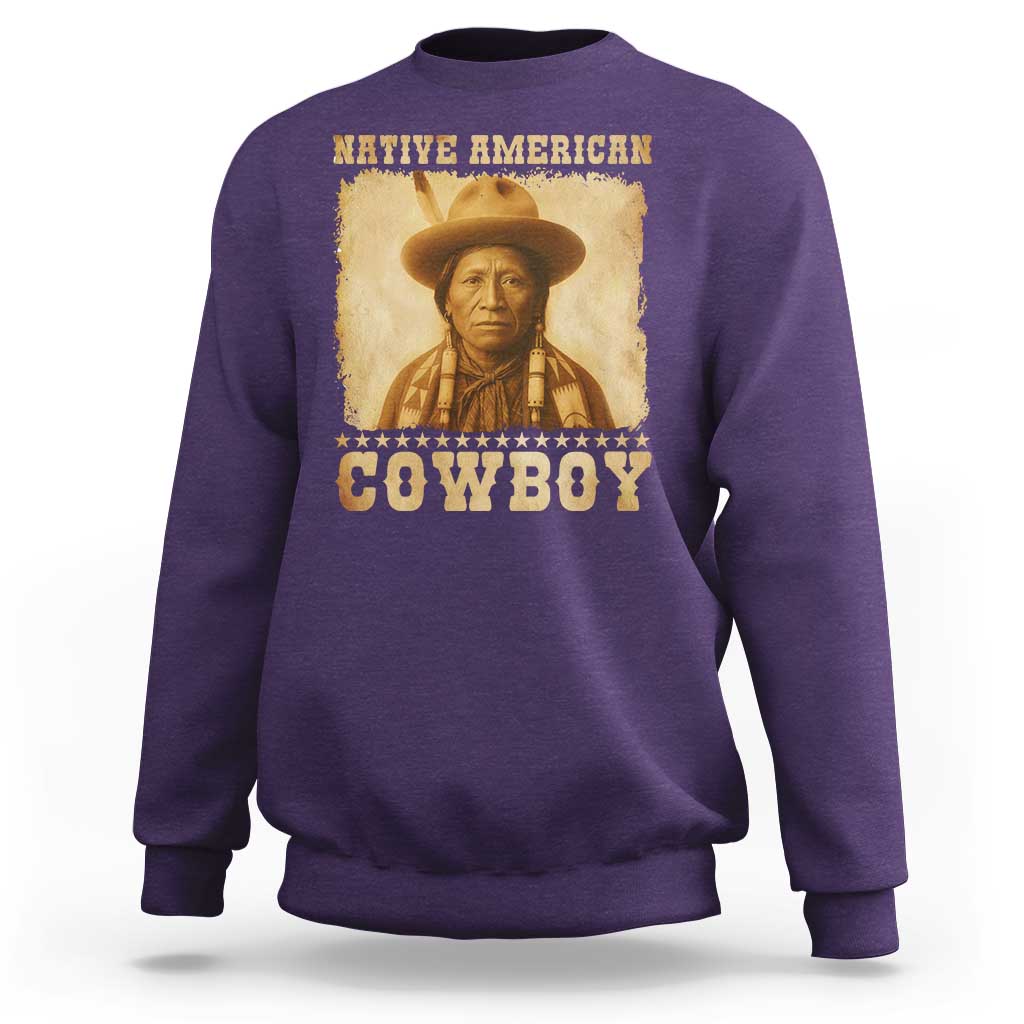 Native American Cowboy Sweatshirt Vintage Western Country Portrait - Wonder Print Shop