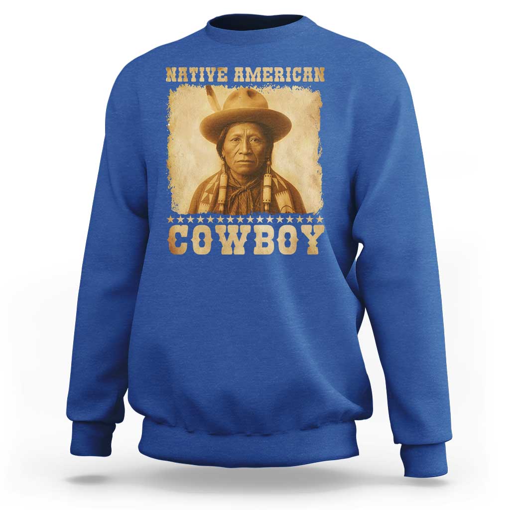 Native American Cowboy Sweatshirt Vintage Western Country Portrait - Wonder Print Shop