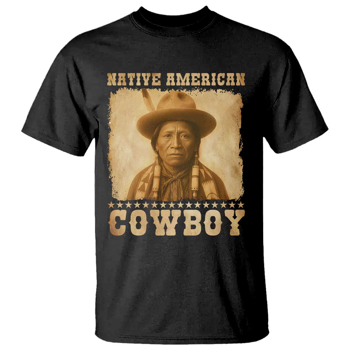 Native American Cowboy T Shirt Vintage Western Country Portrait - Wonder Print Shop