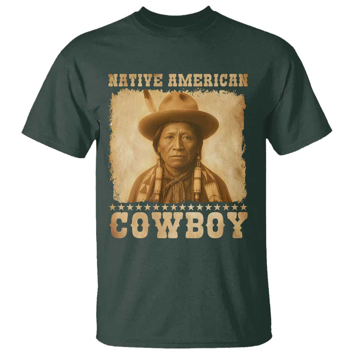 Native American Cowboy T Shirt Vintage Western Country Portrait - Wonder Print Shop