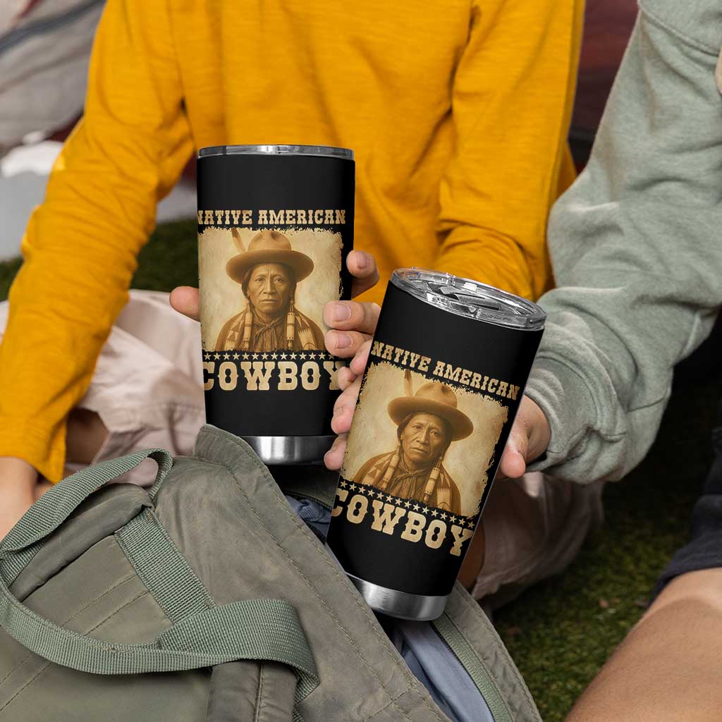 Native American Cowboy Tumbler Cup Vintage Western Country Portrait - Wonder Print Shop