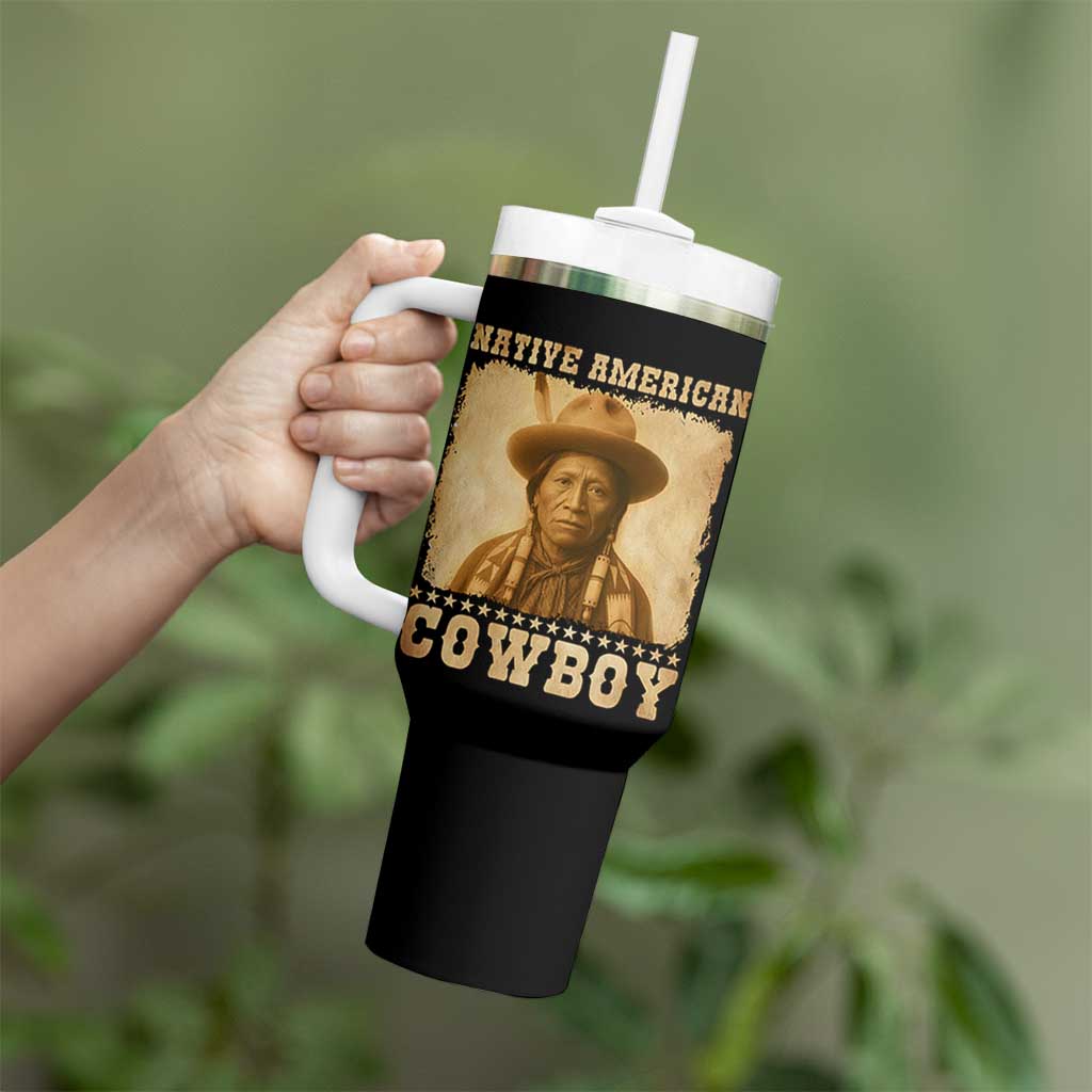 Native American Cowboy Tumbler With Handle Vintage Western Country Portrait - Wonder Print Shop