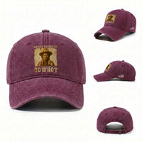 Native American Cowboy Washed Cotton Baseball Cap Vintage Western Country Portrait