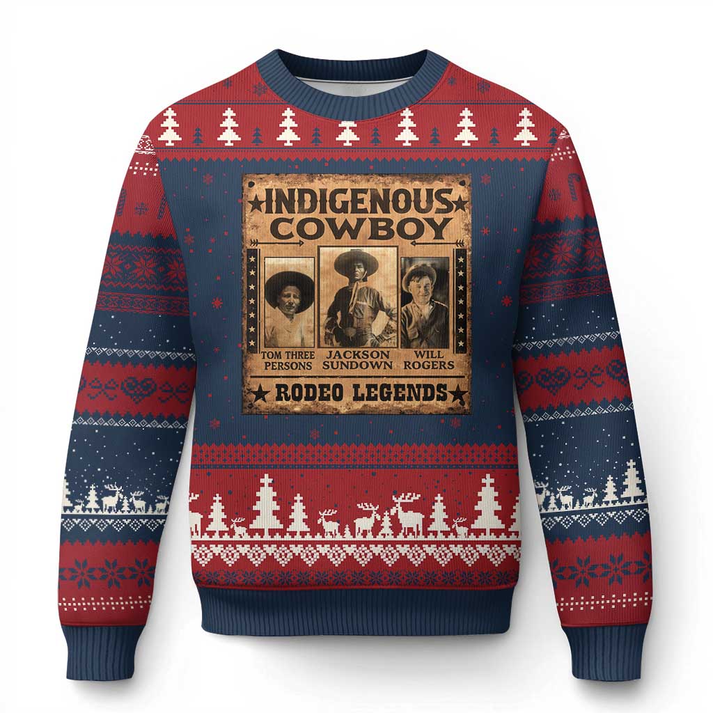 Native American Cowboy Rodeo Legends Ugly Christmas Sweater Vintage Western Country Cowboy - Wonder Print Shop