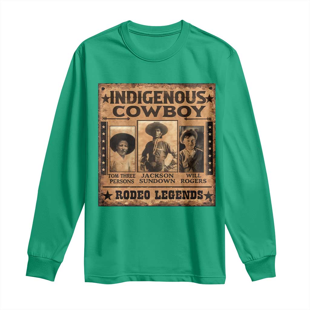 Native American Cowboy Rodeo Legends Long Sleeve Shirt Vintage Western Country Cowboy - Wonder Print Shop