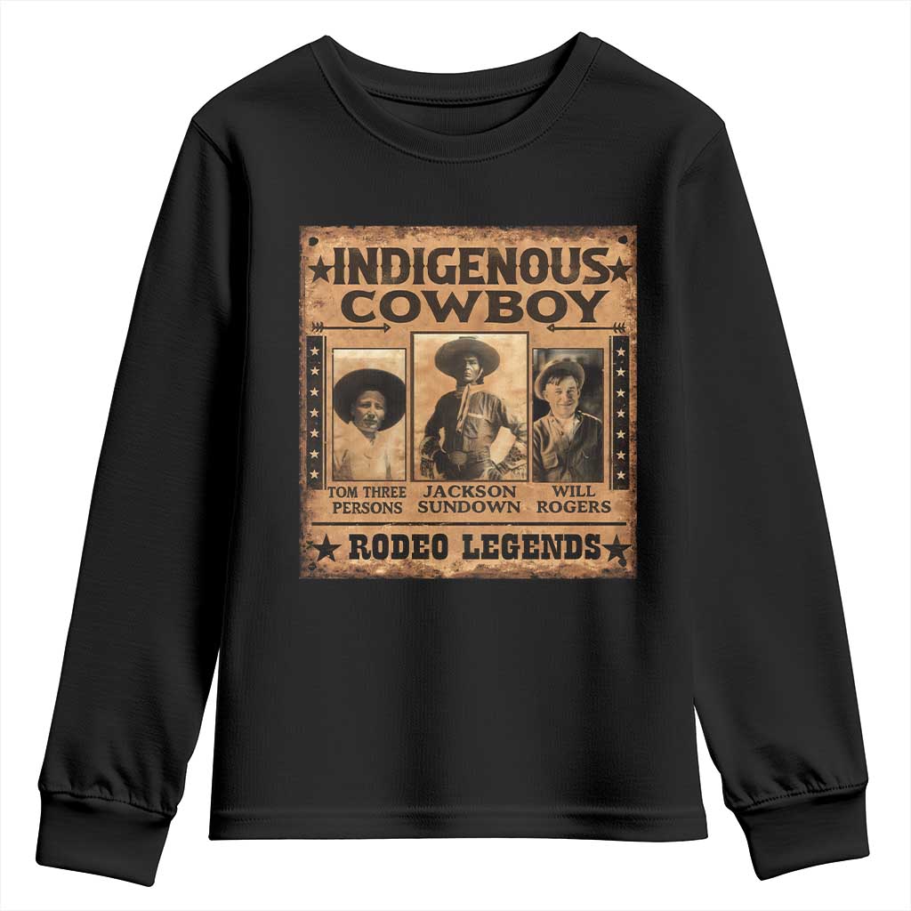 Native American Cowboy Rodeo Legends Youth Sweatshirt Vintage Western Country Cowboy - Wonder Print Shop
