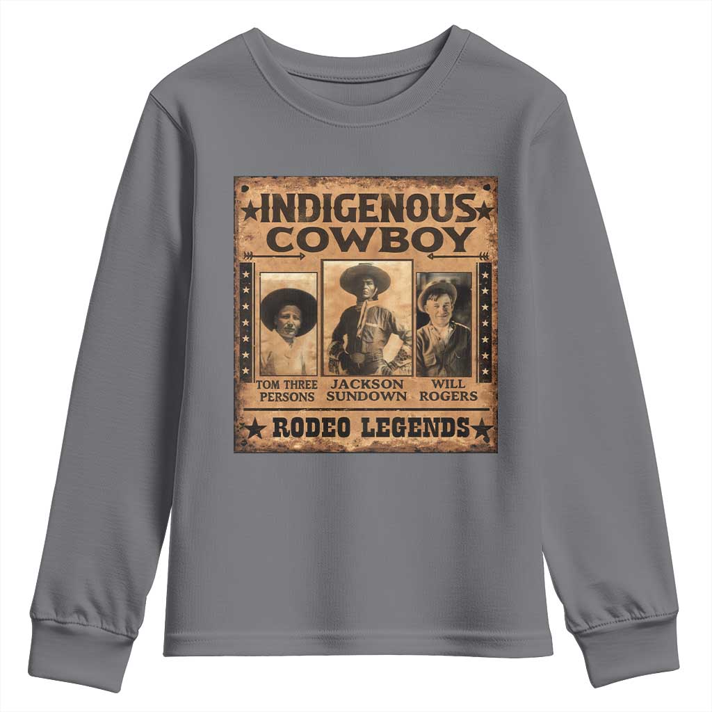 Native American Cowboy Rodeo Legends Youth Sweatshirt Vintage Western Country Cowboy - Wonder Print Shop