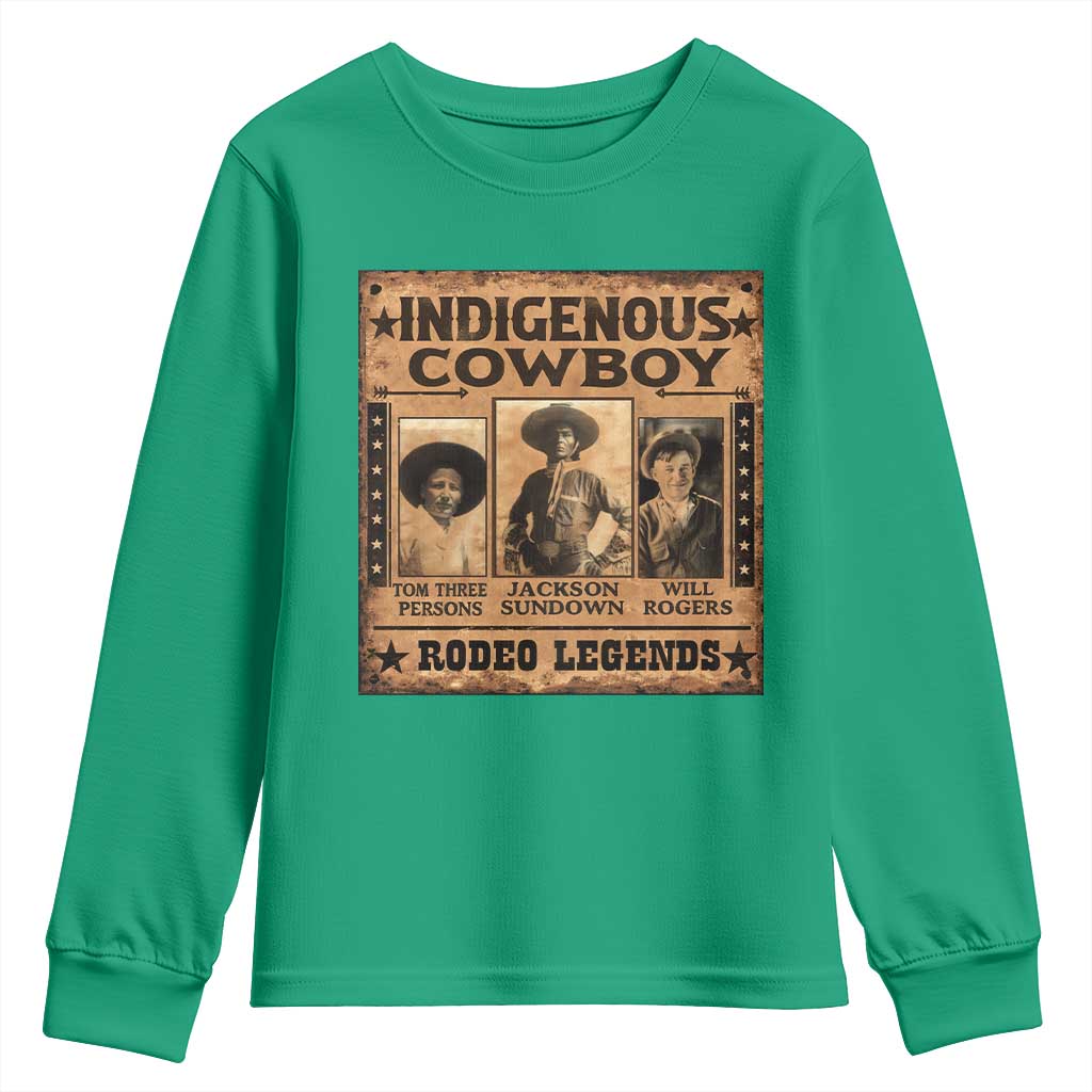 Native American Cowboy Rodeo Legends Youth Sweatshirt Vintage Western Country Cowboy - Wonder Print Shop
