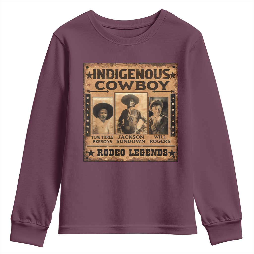 Native American Cowboy Rodeo Legends Youth Sweatshirt Vintage Western Country Cowboy - Wonder Print Shop