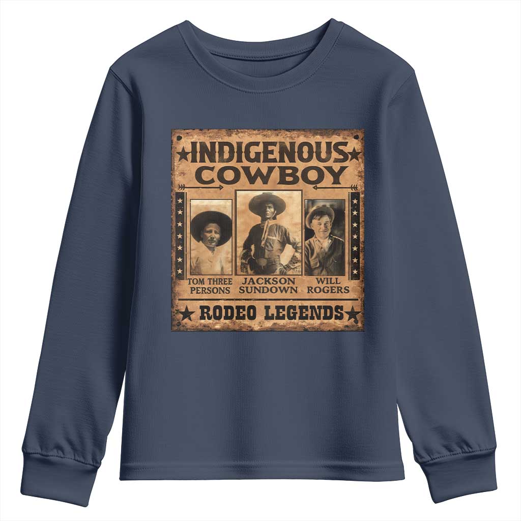 Native American Cowboy Rodeo Legends Youth Sweatshirt Vintage Western Country Cowboy - Wonder Print Shop