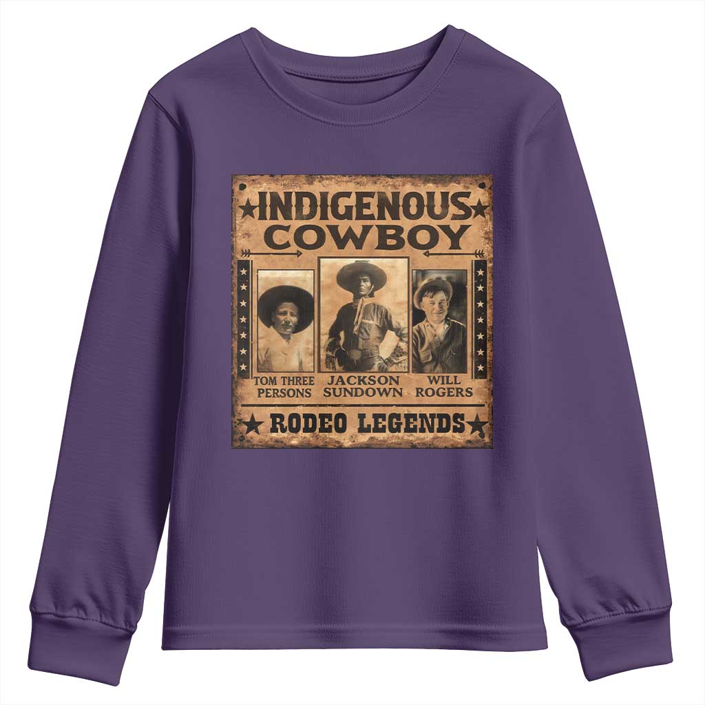 Native American Cowboy Rodeo Legends Youth Sweatshirt Vintage Western Country Cowboy - Wonder Print Shop