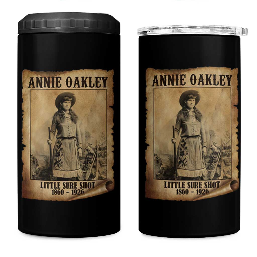 Annie Oakley 4 in 1 Can Cooler Tumbler Little Sure Shot The Legendary Cowgirl - Wonder Print Shop