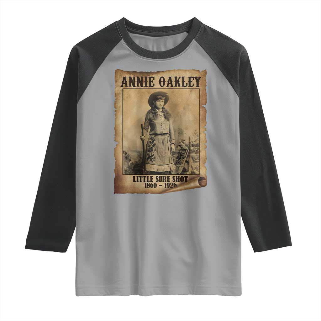 Annie Oakley Raglan Shirt Little Sure Shot The Legendary Cowgirl - Wonder Print Shop