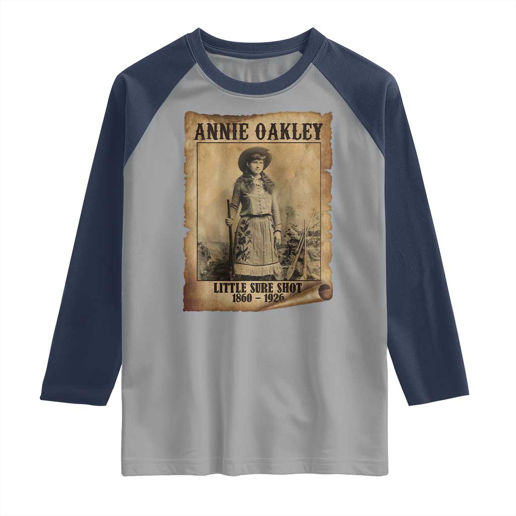 Annie Oakley Raglan Shirt Little Sure Shot The Legendary Cowgirl - Wonder Print Shop
