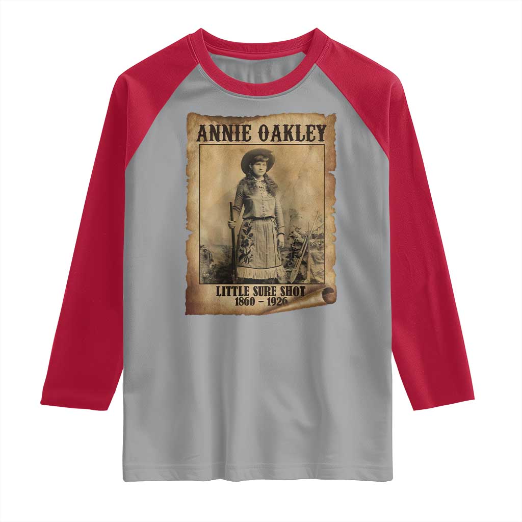 Annie Oakley Raglan Shirt Little Sure Shot The Legendary Cowgirl - Wonder Print Shop