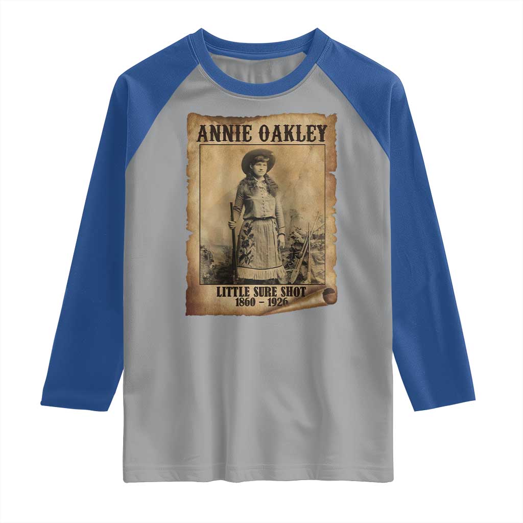 Annie Oakley Raglan Shirt Little Sure Shot The Legendary Cowgirl - Wonder Print Shop
